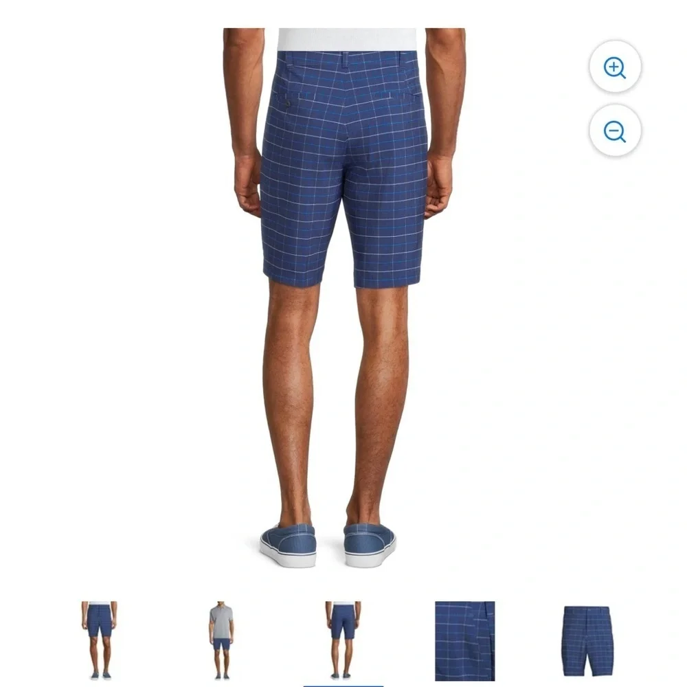 Ben Hogan Plaid Performance Active Stretch Flex Waistband Blue Golf Mens 30